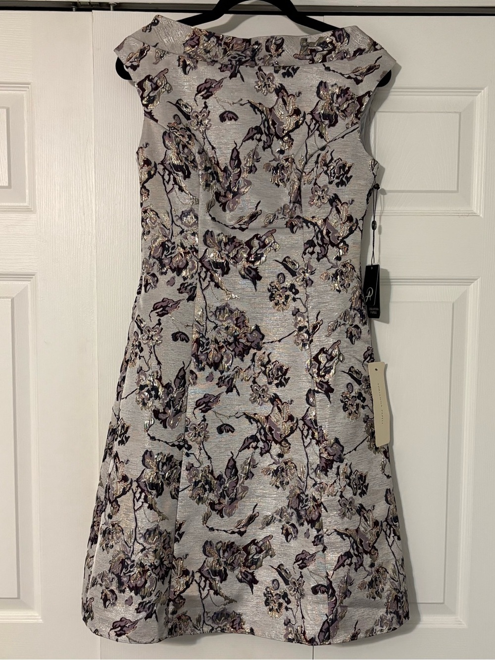 Adrianna Papell Floral Metallic Jacquard Fit & Flare Dress - Picture 3 of 8